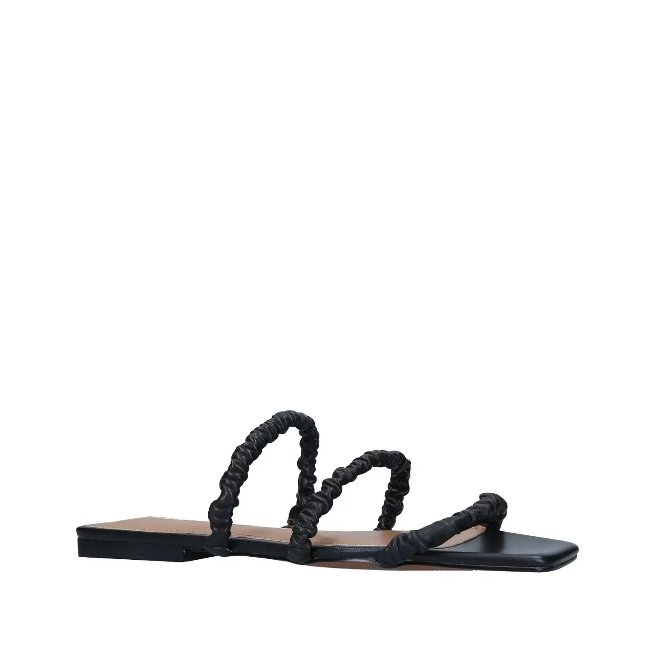 Кожаные женские сандалии Who What Wear Zela US 8 черные с квадратным носком на плоской подошве модель KHD730 — фото 3