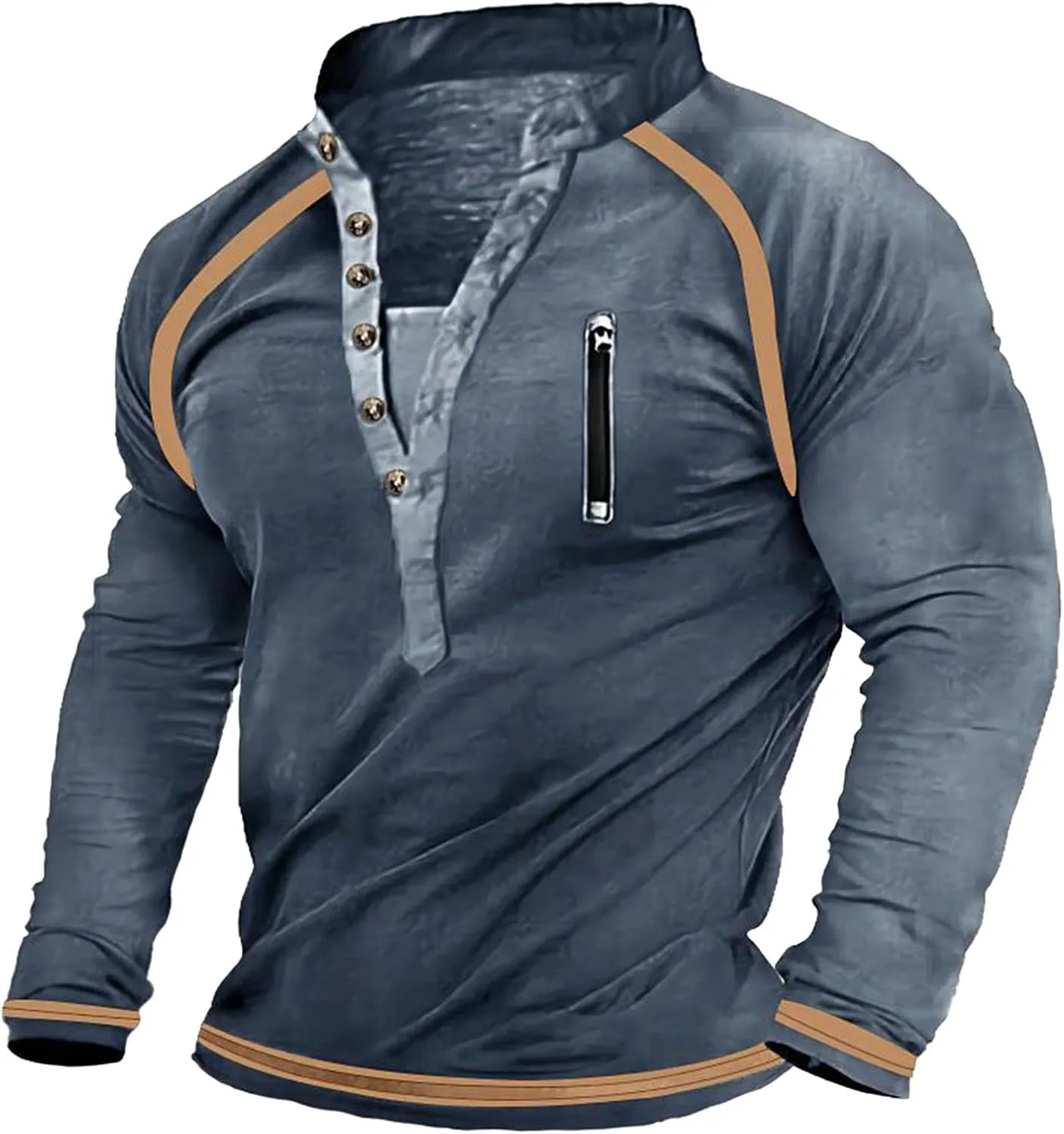 

Мужская поношенная рубашка хенли с длинным рукавом