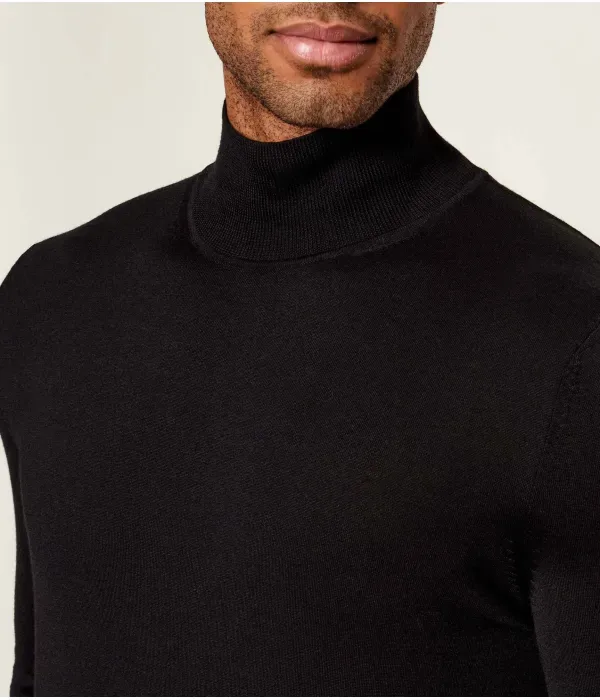 Шерстяная водолазка H-Helixon slim fit Boss, черный — фото 4