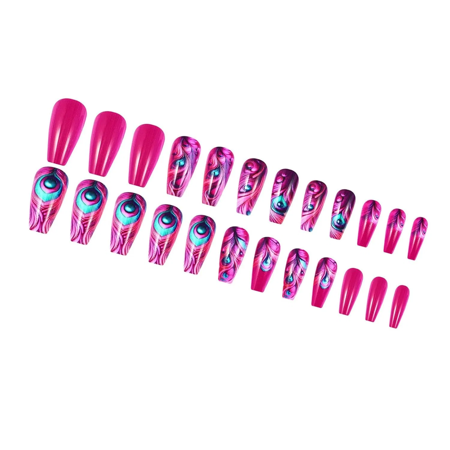 Женские длинные накладные ногти Hotpink с перьями, 24 шт. Marcbuse