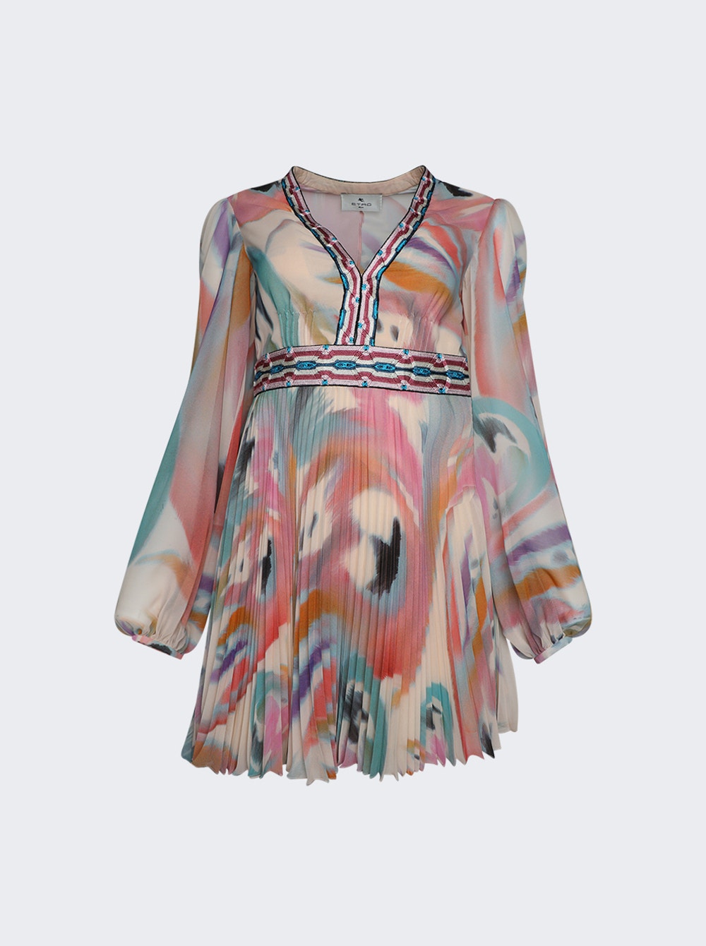 

Мини-платье с длинными рукавами и плиссировкой ETRO, цвет butterfly wing print