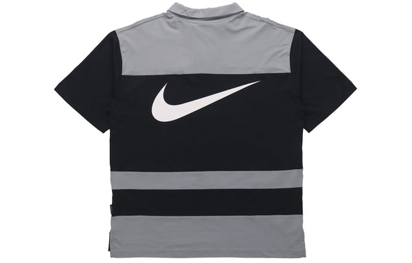 Футболка sportswear swoosh logo printing contrasting colors loose polo shirt black Nike, черный — фото 2