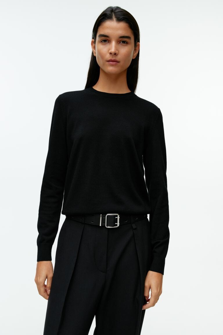 

Свитер тонкой вязки из шерсти мериноса H&M, черный