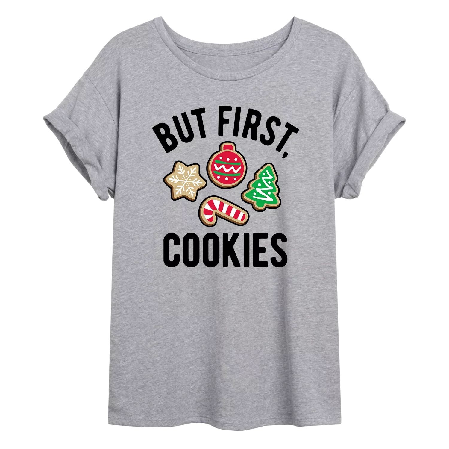 

Футболка с струящимся рисунком Juniors' But First Cookies Licensed Character