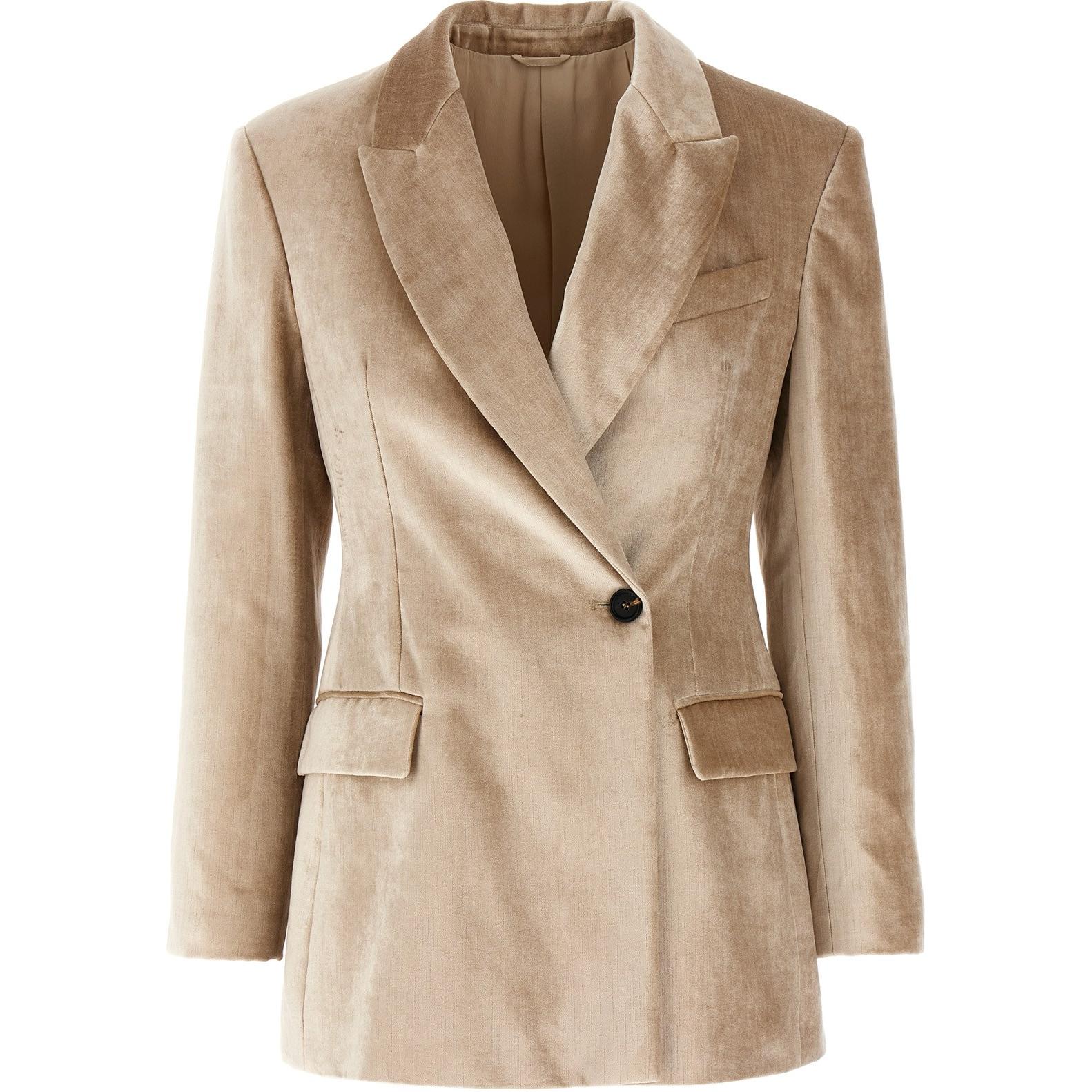 

Brunello Cucinelli Детализированный однобортный блейзер, Beige
