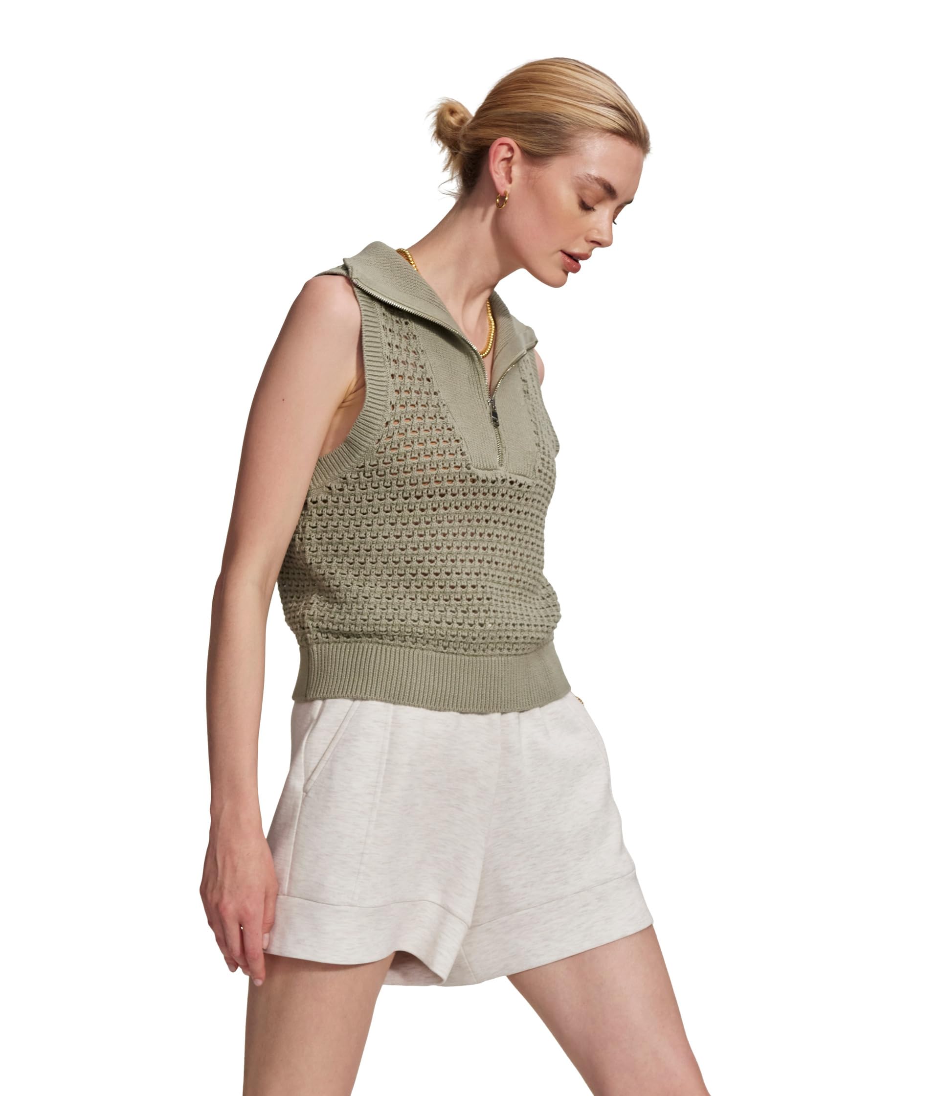 

Топ Varley Bains 1/2 Zip Tank, цвет Seagrass