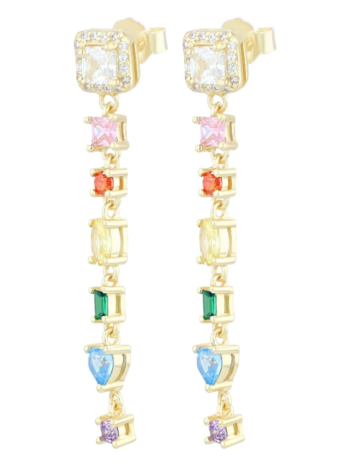 

Adeliás Женские серьги - серьги-гвоздики из серебра 925 пробы с кубическим цирконием в золотой оправе