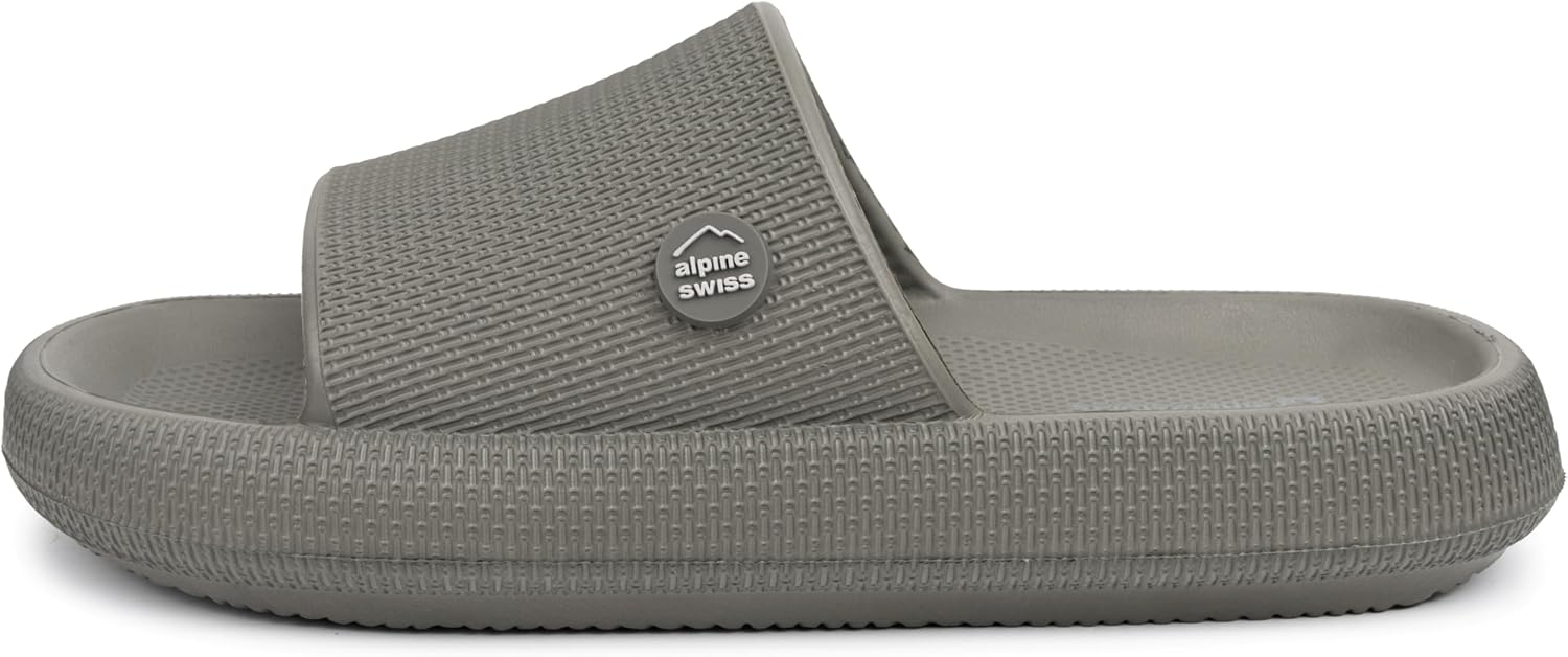 Мужские тапочки Alpine Swiss Omar Mens с подушкой, ультракомфортные, как облако, водонепроницаемые, легкие сандалии, быстросохнущие, нескользящие для душа, Olive — фото 3