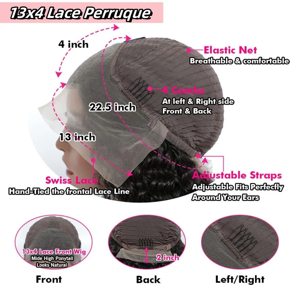 Женский парик из натуральных волос Water Wave 13x4 HD Lace Front от Larafona Feibin, Black-13X4 Lace Wig — фото 4