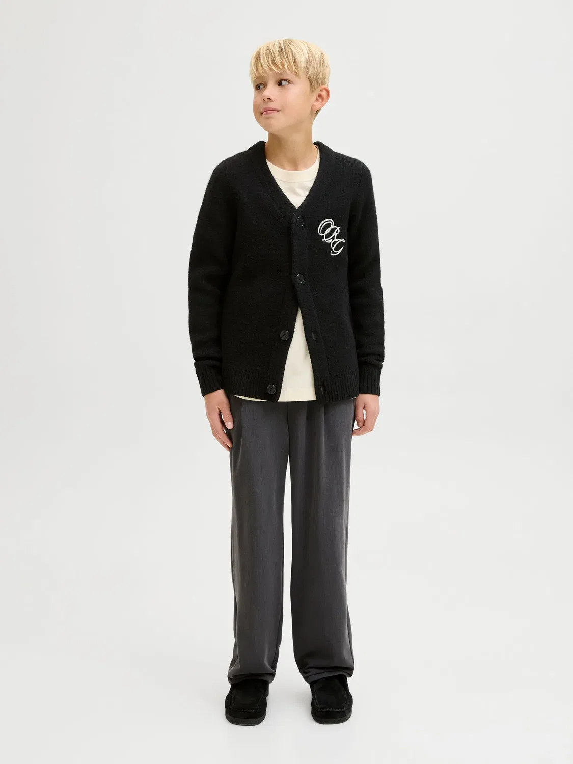 Кардиган с вышивкой JACK & JONES Junior, черный — фото 4