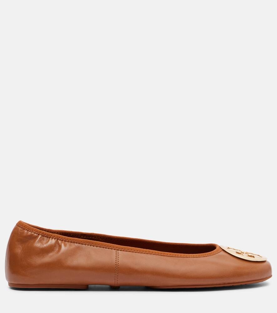 Туфли-балетки Reva Travel из кожи Tory Burch, Pecan Praline/Gold — фото 4