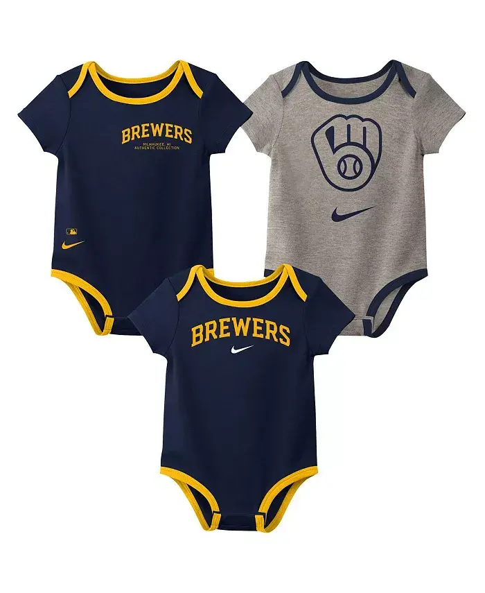 

Детский набор из 3 боди для мальчиков и девочек Milwaukee Brewers Authentic Collection Nike