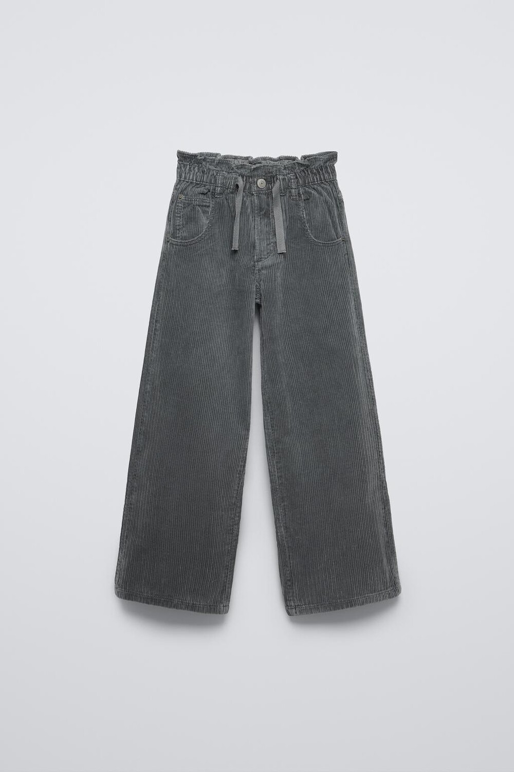 

Брюки из толстого вельвета с бумажными мешками ZARA, серый