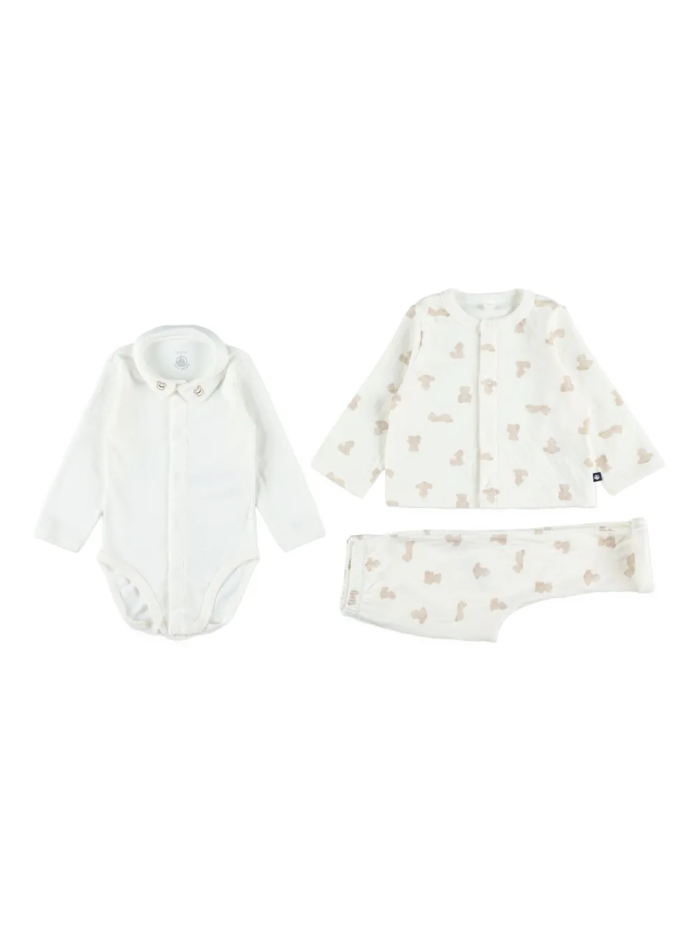 

Комплект брюк с принтом медведя (три штуки) Petit Bateau, белый
