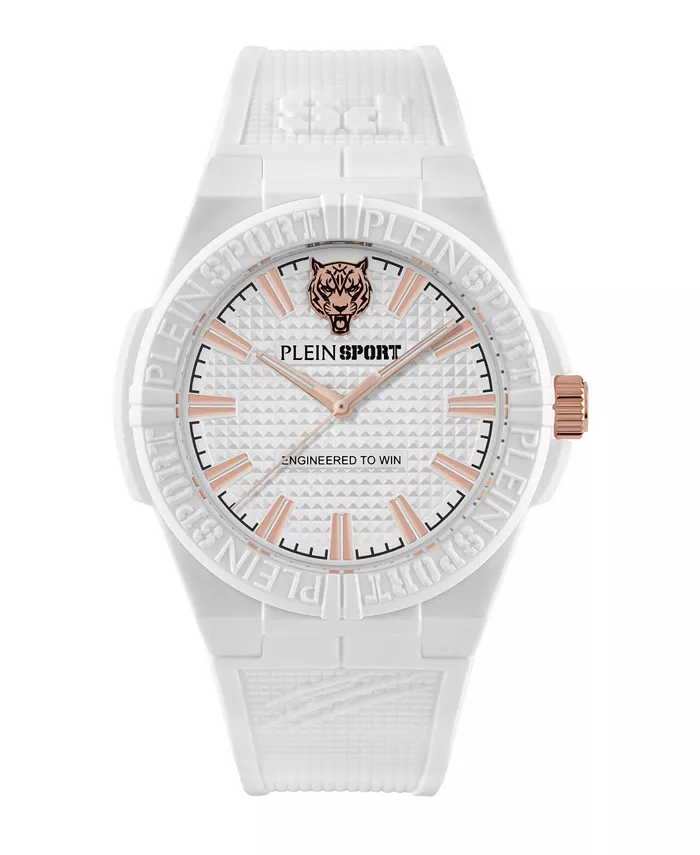 

Мужские часы Laserstrike Three Hand Quartz с белым силиконовым ремешком, 42 мм Plein Sport