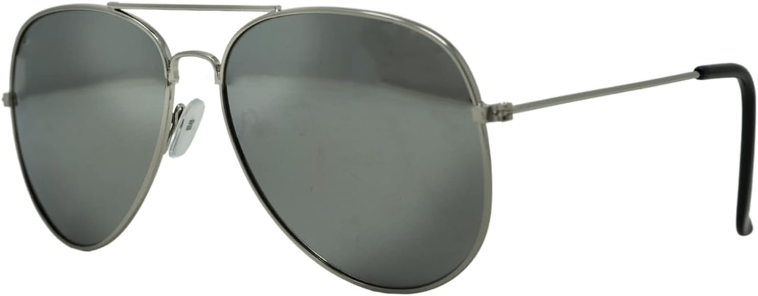 

Стильные солнцезащитные очки Funky Junque для женщин и мужчин, в стиле «авиатор», классические, ретро, ​​винтажные, большие, круглые, зеркальные, с защитой от УФ-излучения, черные, Silver Frames/Chrome Lenses