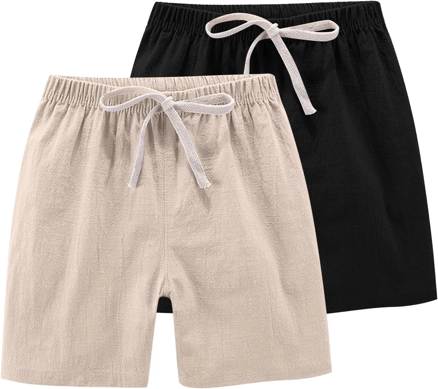 Детские шорты хлопковые с эластичным поясом, Generic, 2 штуки, Khaki