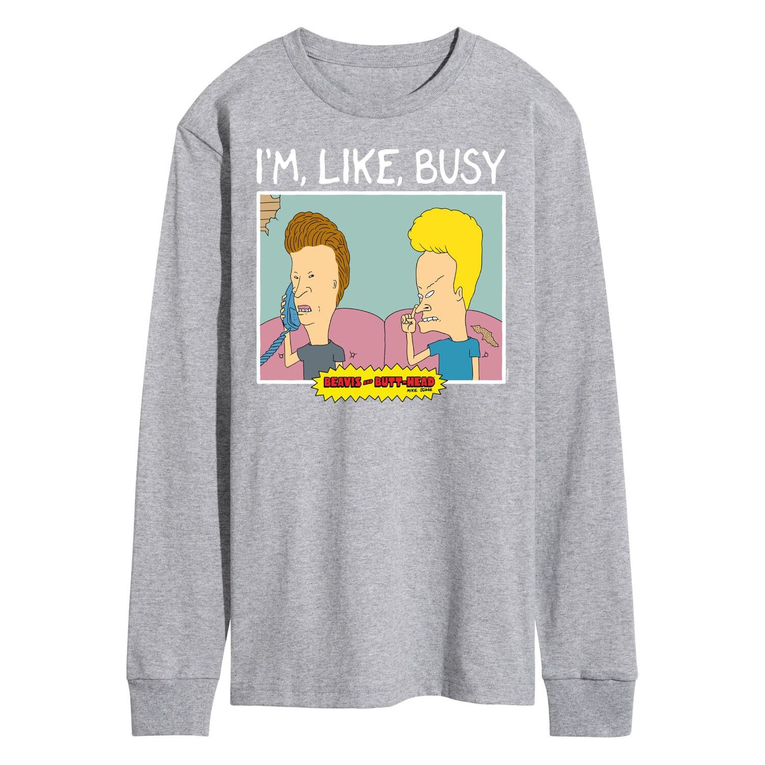 

Мужская футболка Beavis And Butthead I'm Like Busy с длинными рукавами Licensed Character