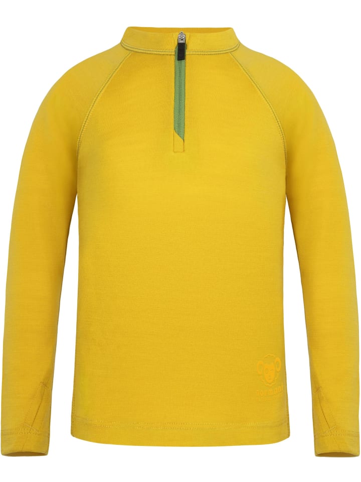 

Normani Outdoor Sports Детская футболка с длинным рукавом из мериносовой шерсти с застежкой-молнией на четверть длины, модель Nyapari, желтого цвета