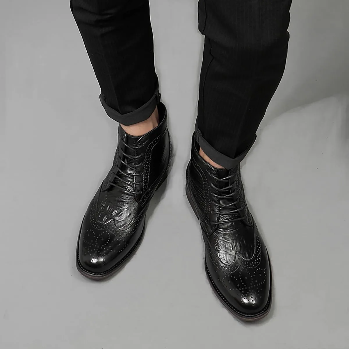 

Мужские оксфорды Santimon, ботинки, деловые и повседневные, кожаные, модные, с крыльями (виингтип), броги, челси, туксовые, на щиколотку, ботинки Danner для мужчин, черный