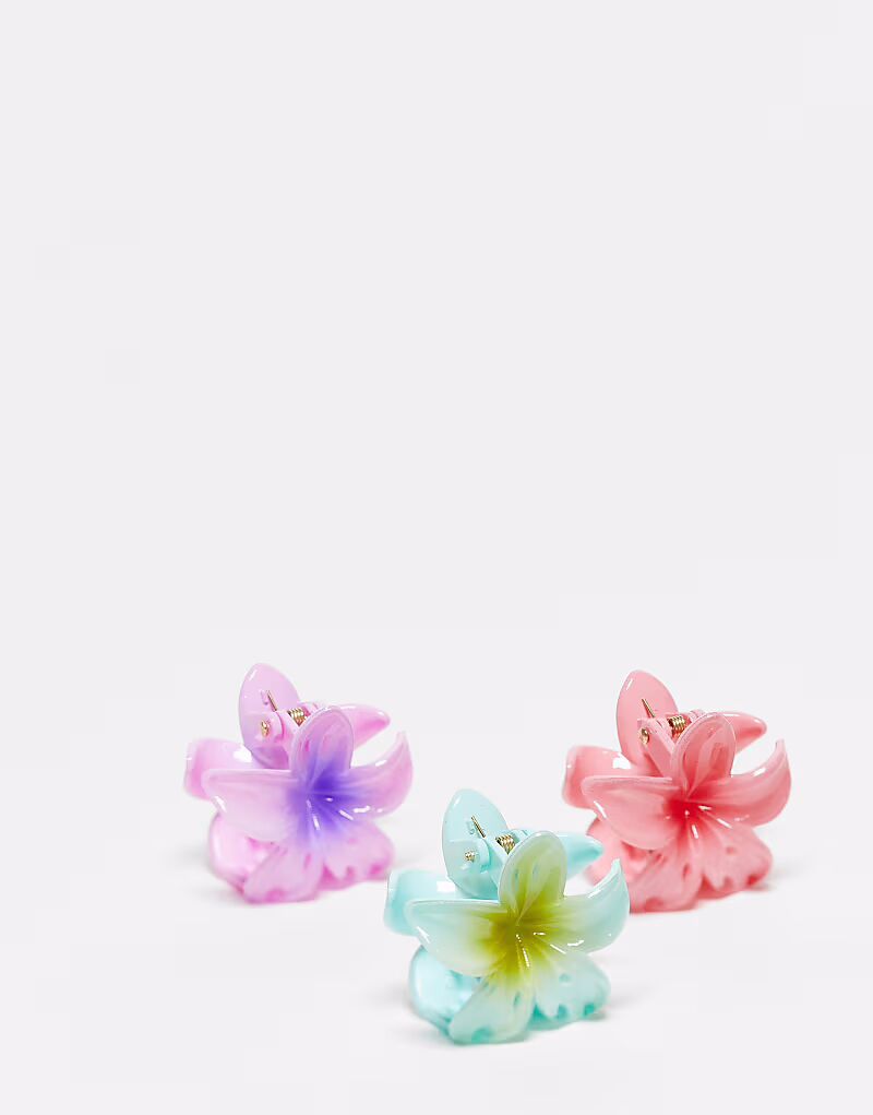 

Набор из 3 мини-лапок с рисунком гибискуса Asos Design, мультиколор