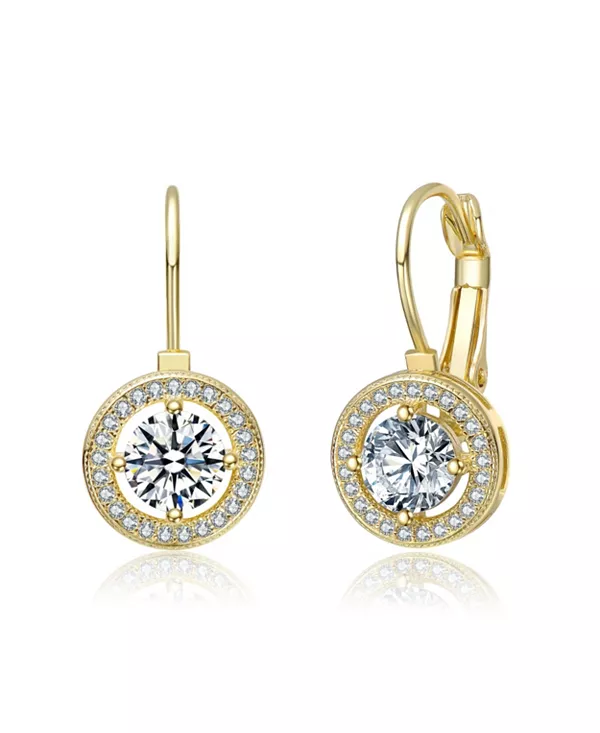 

Серьги с застежкой-русалкой, покрытые 14-каратным золотом и круглыми цветными кубическими цирконами Rachel Glauber, white