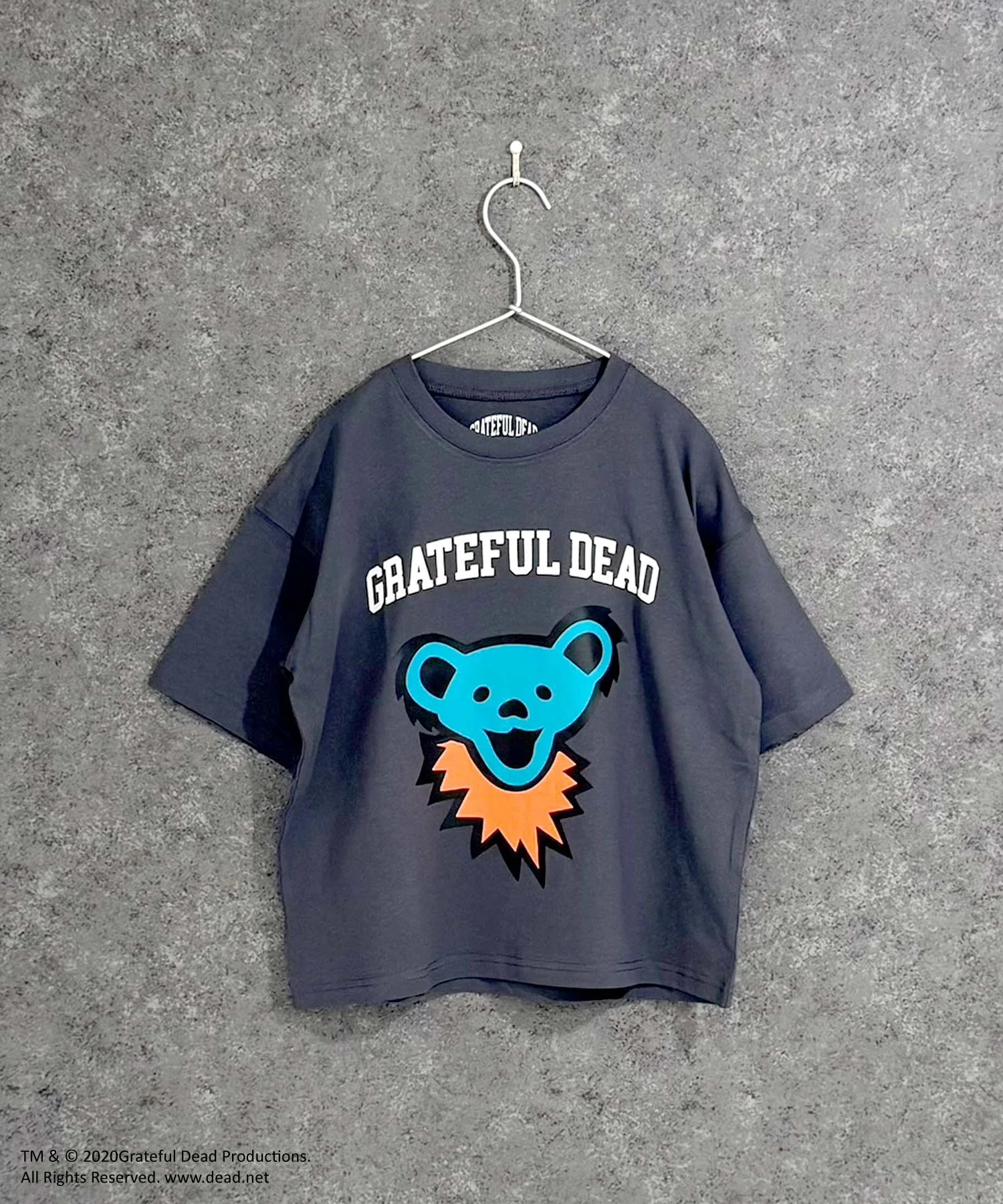 Детская футболка Grateful Dead с принтом танцующего медведя серого цвета — фото 4