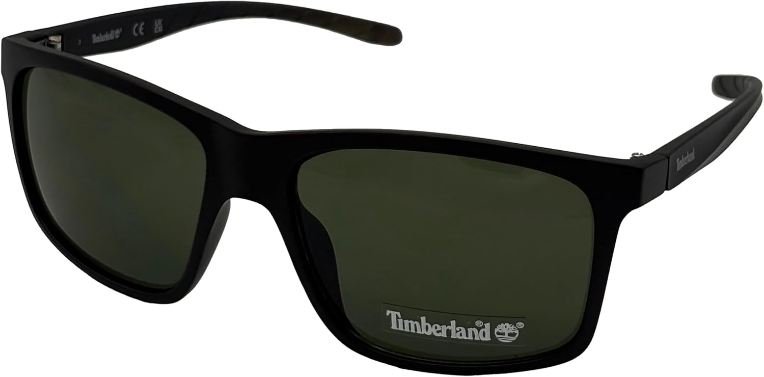 

Timberland Matte Black мужские пластиковые прямоугольные обертывающие солнцезащитные очки Green Lens TB7255 2N