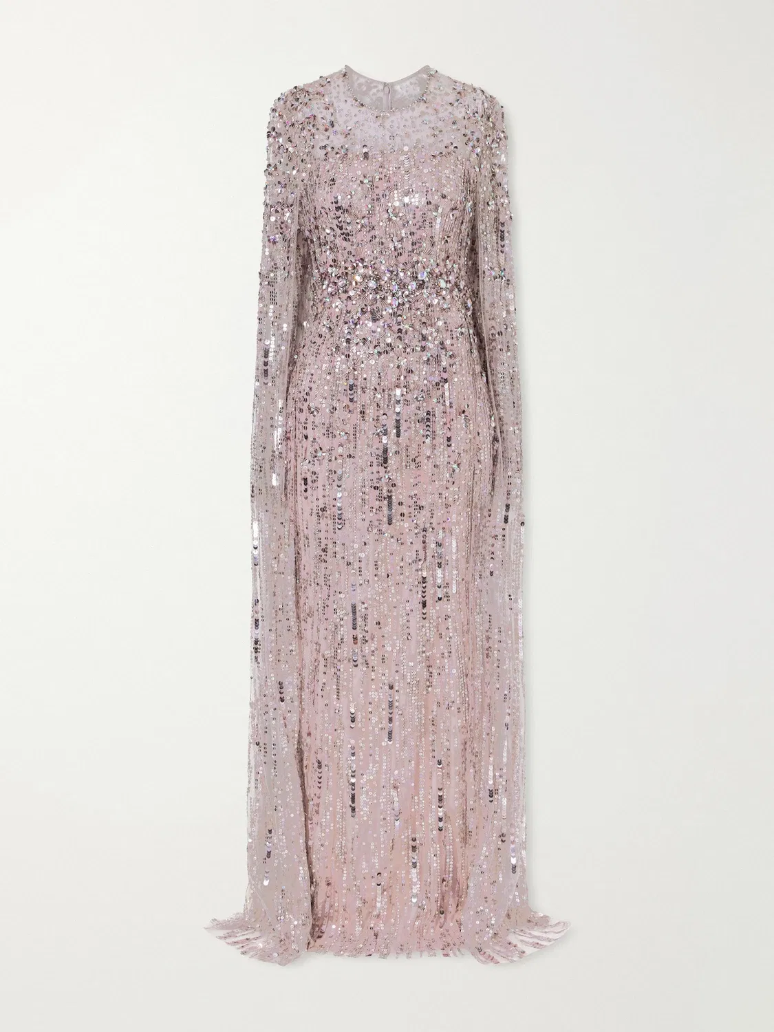 Вечернее платье из тюля, расшитое пайетками цвета рубина Jenny Packham, фиолетовый
