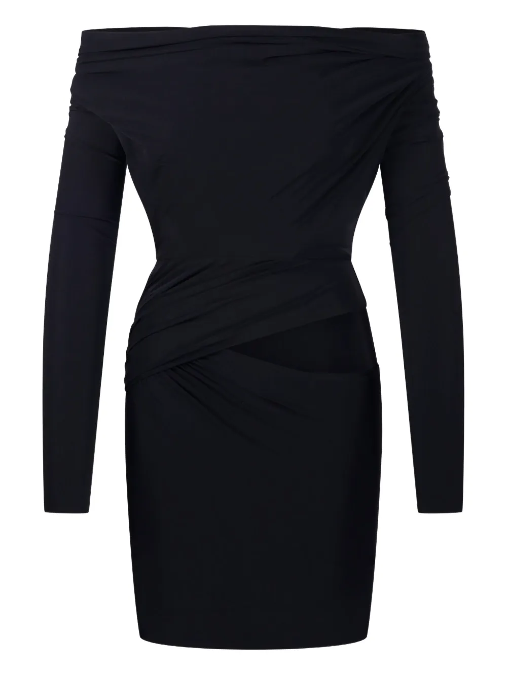 

Мини-платье с длинными рукавами и открытыми плечами Amazuìn, черный