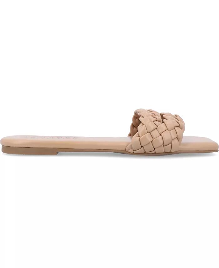 Женские сандалии Sawyerr Wide Width Braided Square Toe Journee Collection, коричневый/бежевый — фото 2