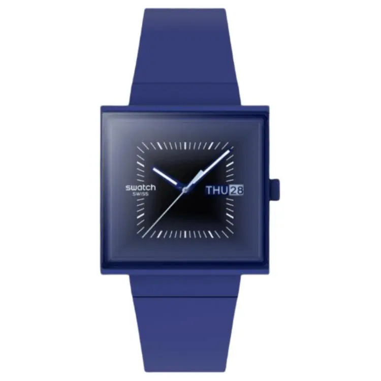

SWATCH Часы Quartz Movement Unisex Watch 41.8mm Blue Dial Plastic Watch Case Silicone Strap, Blue Dial