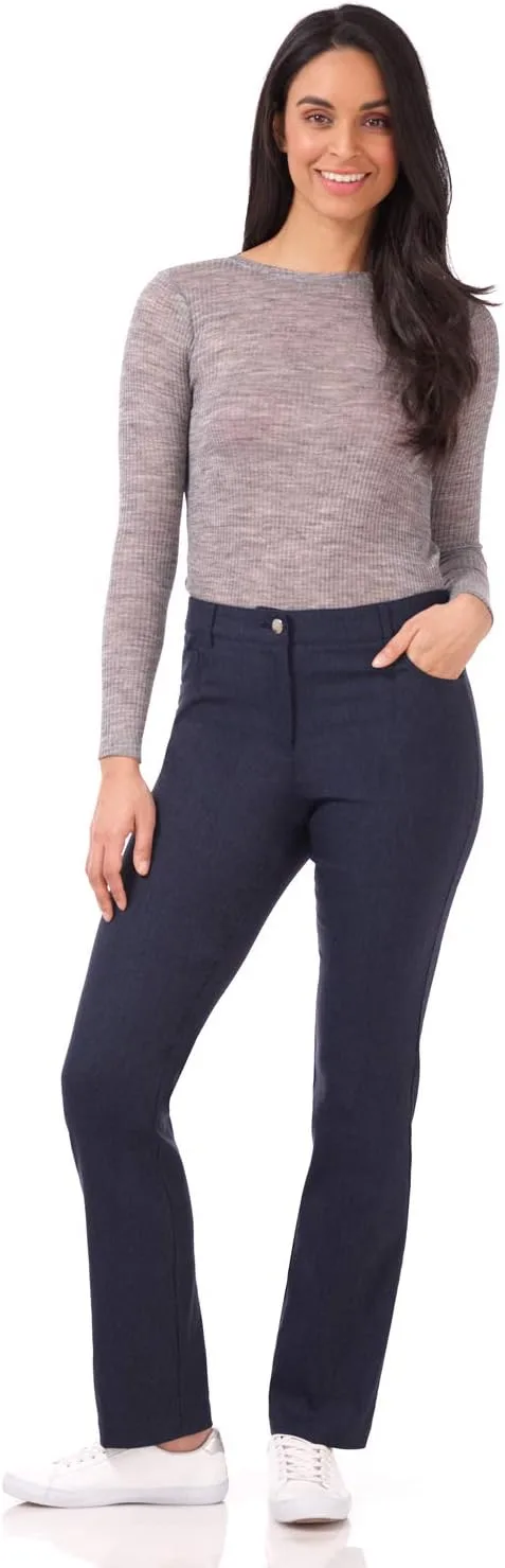 

Rekucci женские прямые брюки с 5 карманами и эластичным поясом