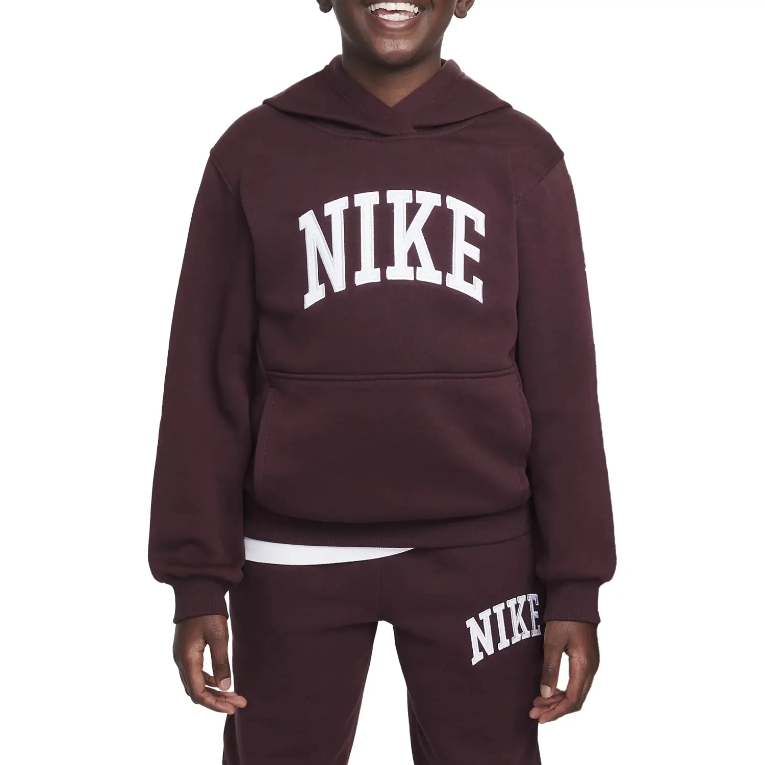Толстовка Nike для младших школьников, Бордовый/Белый — фото 2