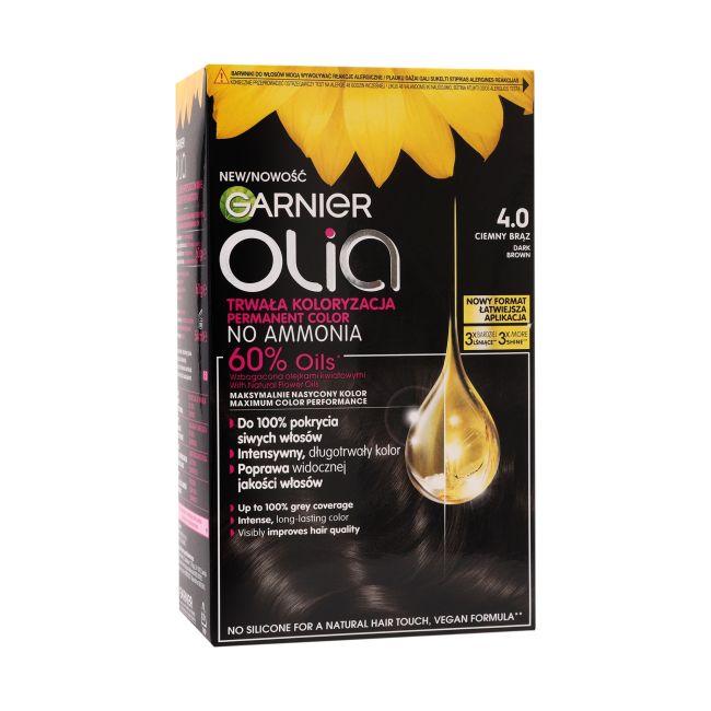 

Olia перманентная краска для волос без аммиака Garnier, цвет 4.0 dark brown