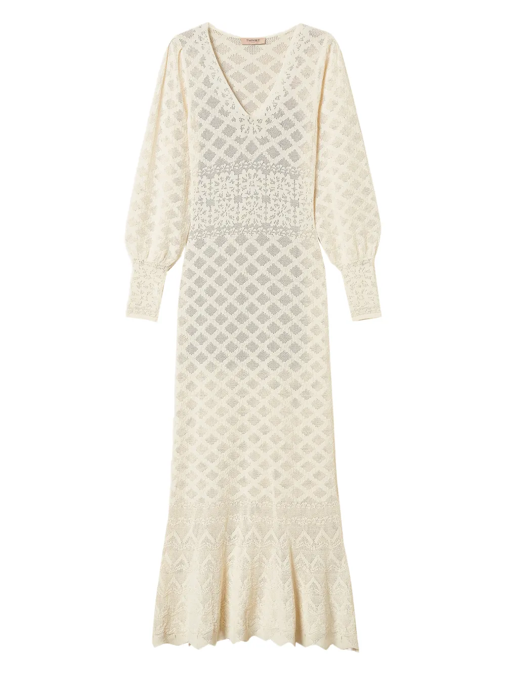 

Трикотажное платье макси с цветочным принтом Twinset, белый