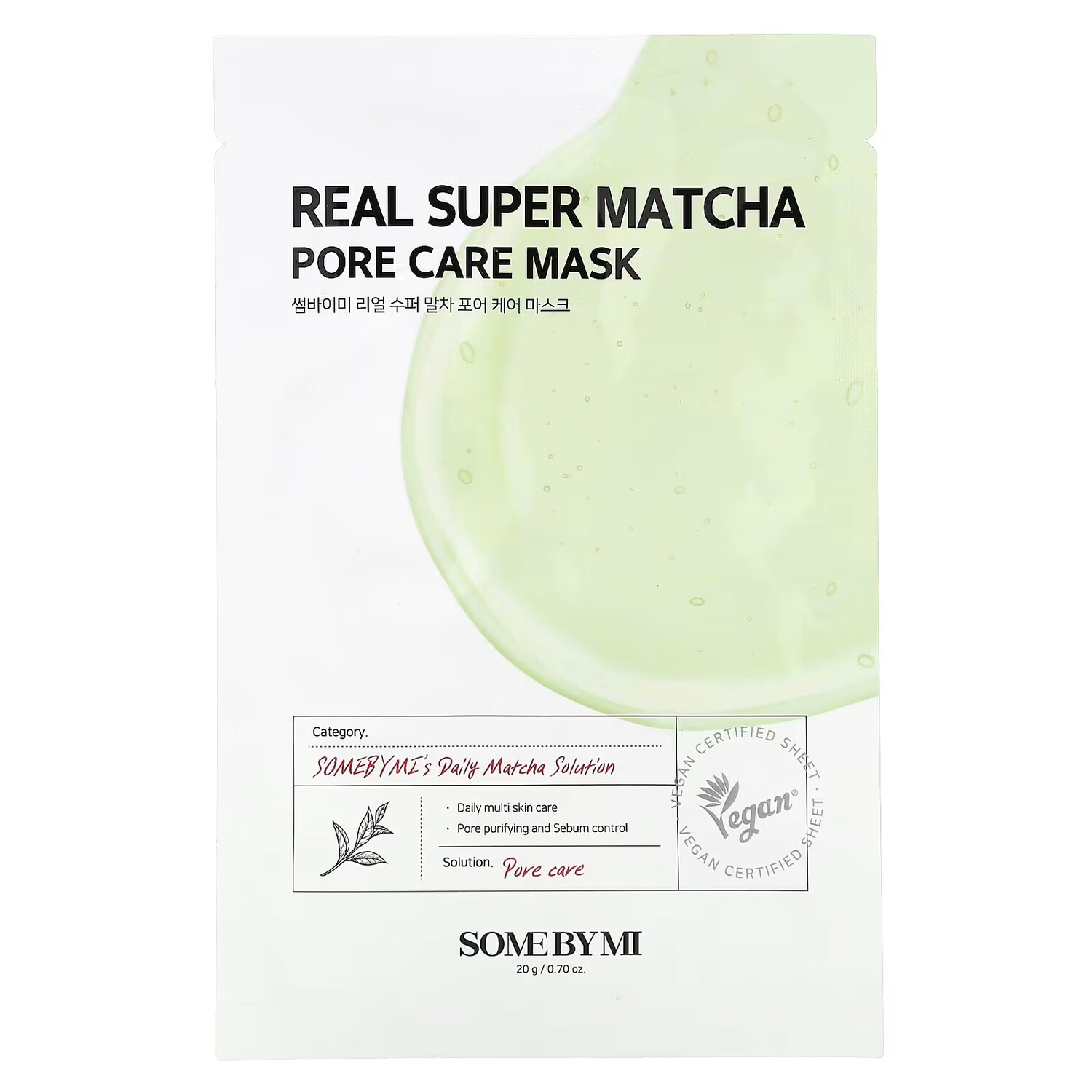 

Косметическая маска Real Super Matcha Pore Care, 1 лист, 0,7 унции (20 г) SOME BY MI