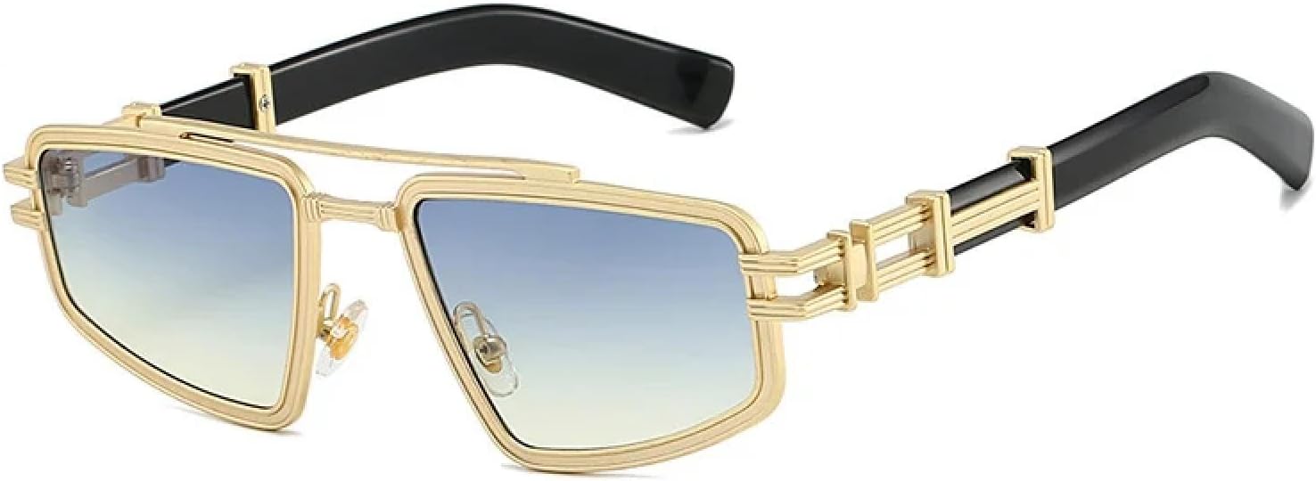 

Винтажные роскошные металлические солнцезащитные очки для женщин и мужчин в стиле стимпанк, популярные и модные, с защитой от ультрафиолета UV400 TKKTLLT, Gold-blueyellow