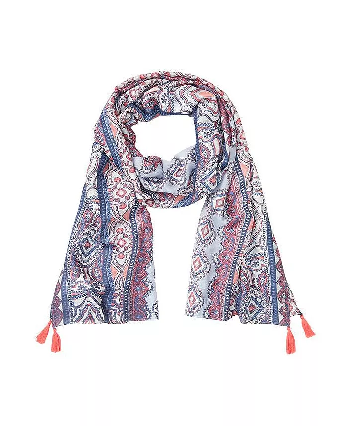 

Шарф с кистями и принтом Ornamental Borer Olsen, розовый