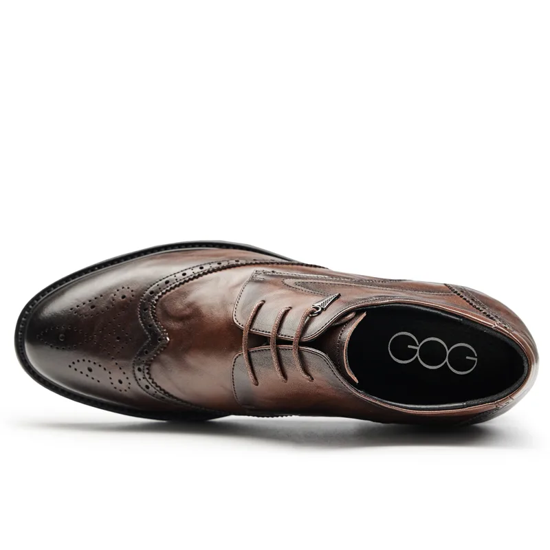 Кожаные броги для мужчин GOG, Brown Height-Increasing 6.5cm-0933878-1ZAP — фото 4