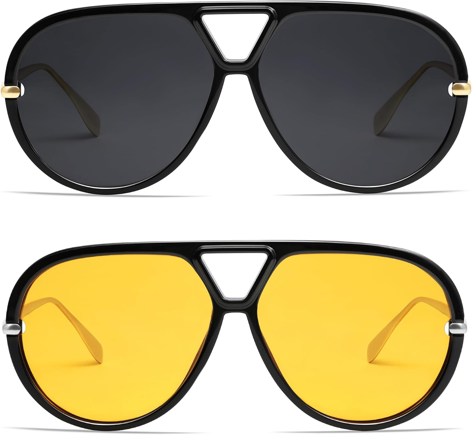 

Солнцезащитные очки-авиаторы VANLINKER большого размера, модные, поляризованные, для женщин и мужчин, ретро, ​​круглые, винтажные, в форме щита VL9798, 2 Pack-c1+c2-black/Grey&black/Yellow