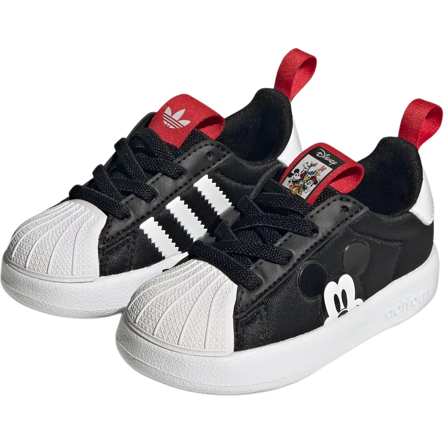 Disney x SUPERSTAR 360 Устойчивые к истиранию низкие кроссовки для малышей черно-белые Adidas Originals — фото 3