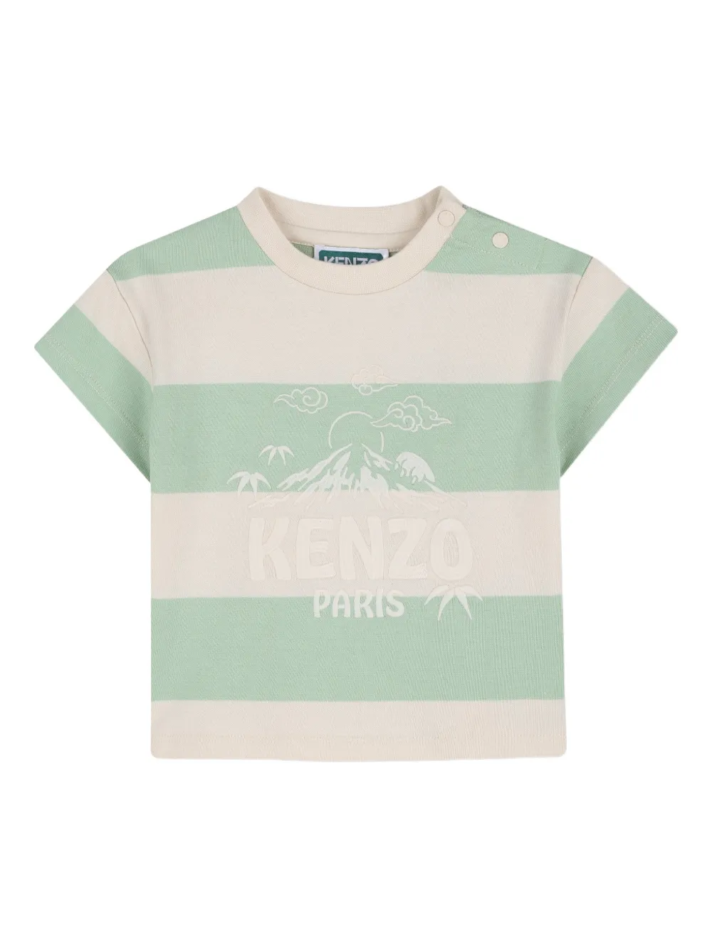 Комплект с шортами в полоску Kenzo Kids, зеленый — фото 3