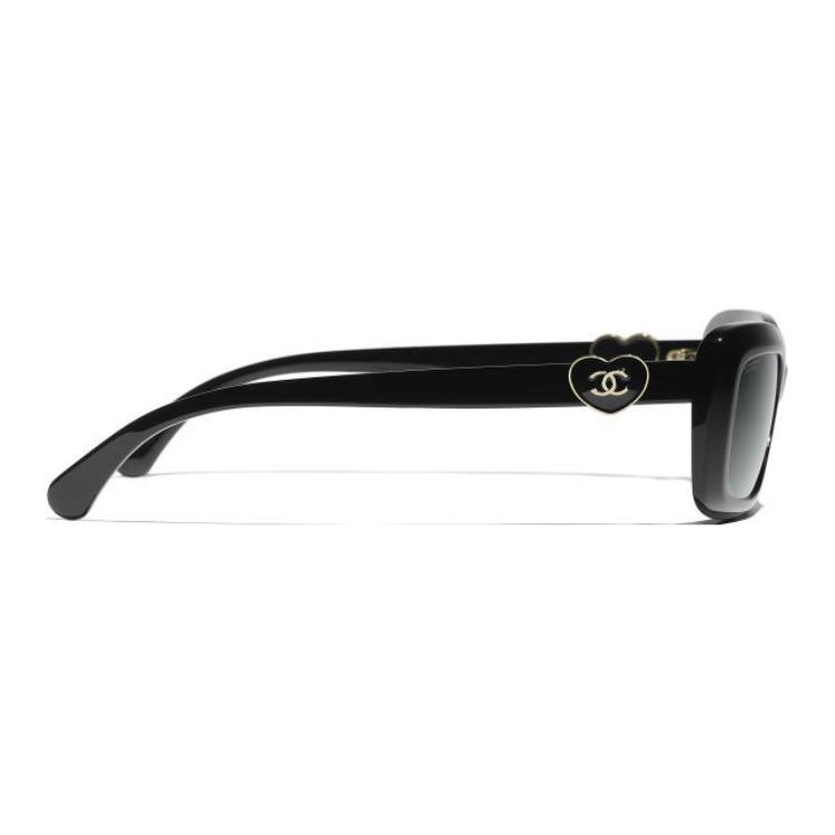CHANEL Ацетатные прямоугольные солнцезащитные очки унисекс черные, Black — фото 4