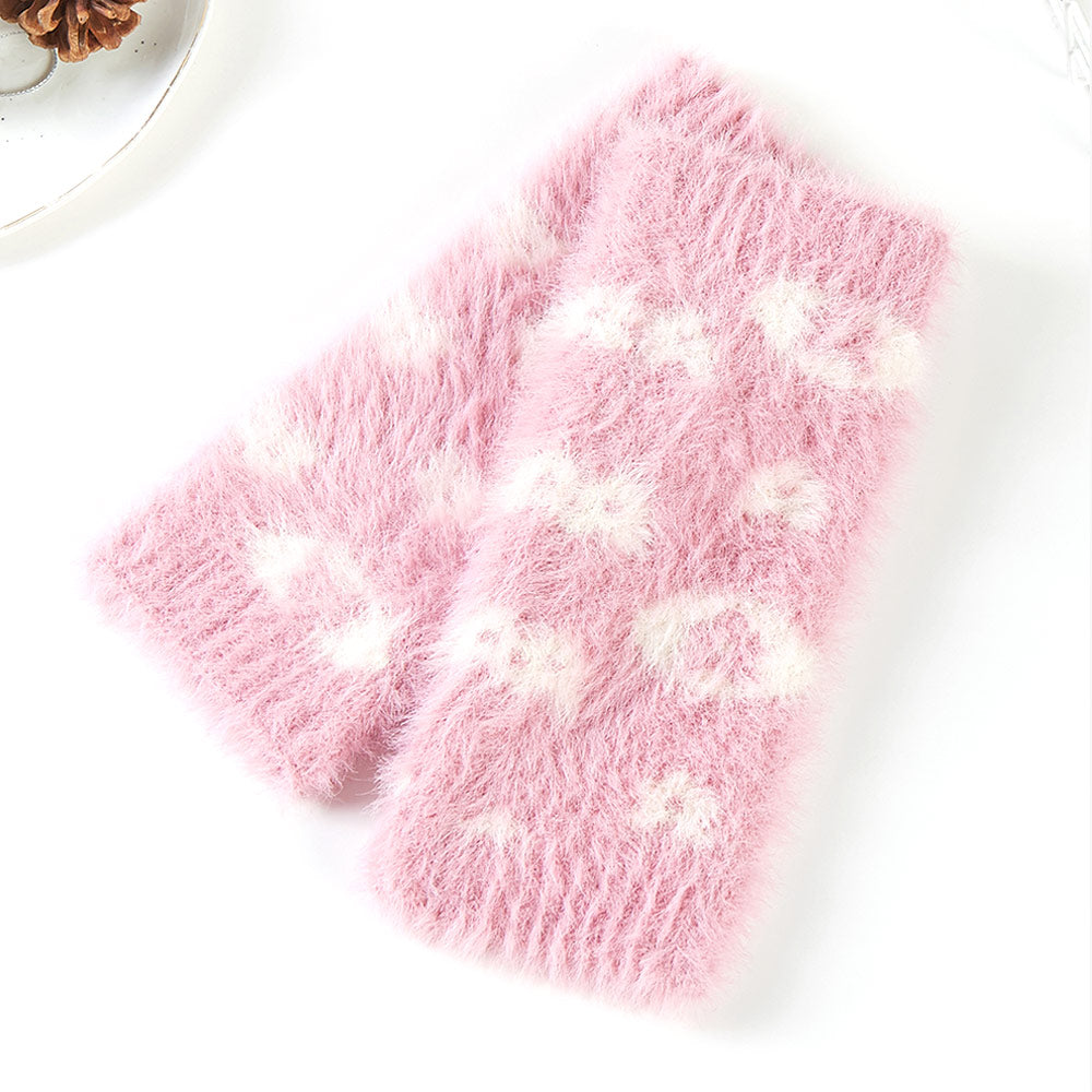 

Перчатки без пальцев / согревающие запястья из искусственного меха с леопардовым узором Fashnzfab, розовый