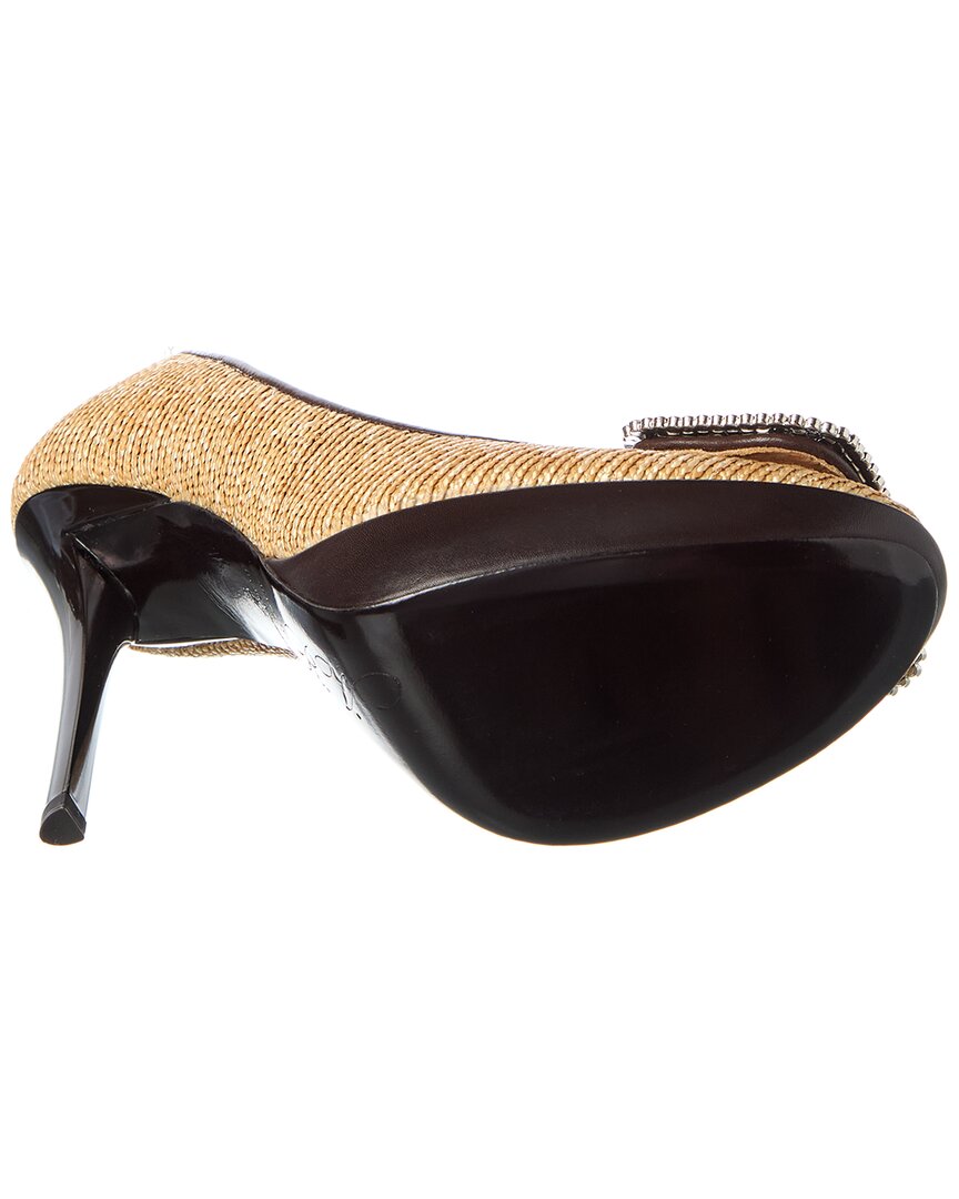 Туфли-лодочки Roger Vivier Limelight на платформе из соломки и кожи, коричневый — фото 4