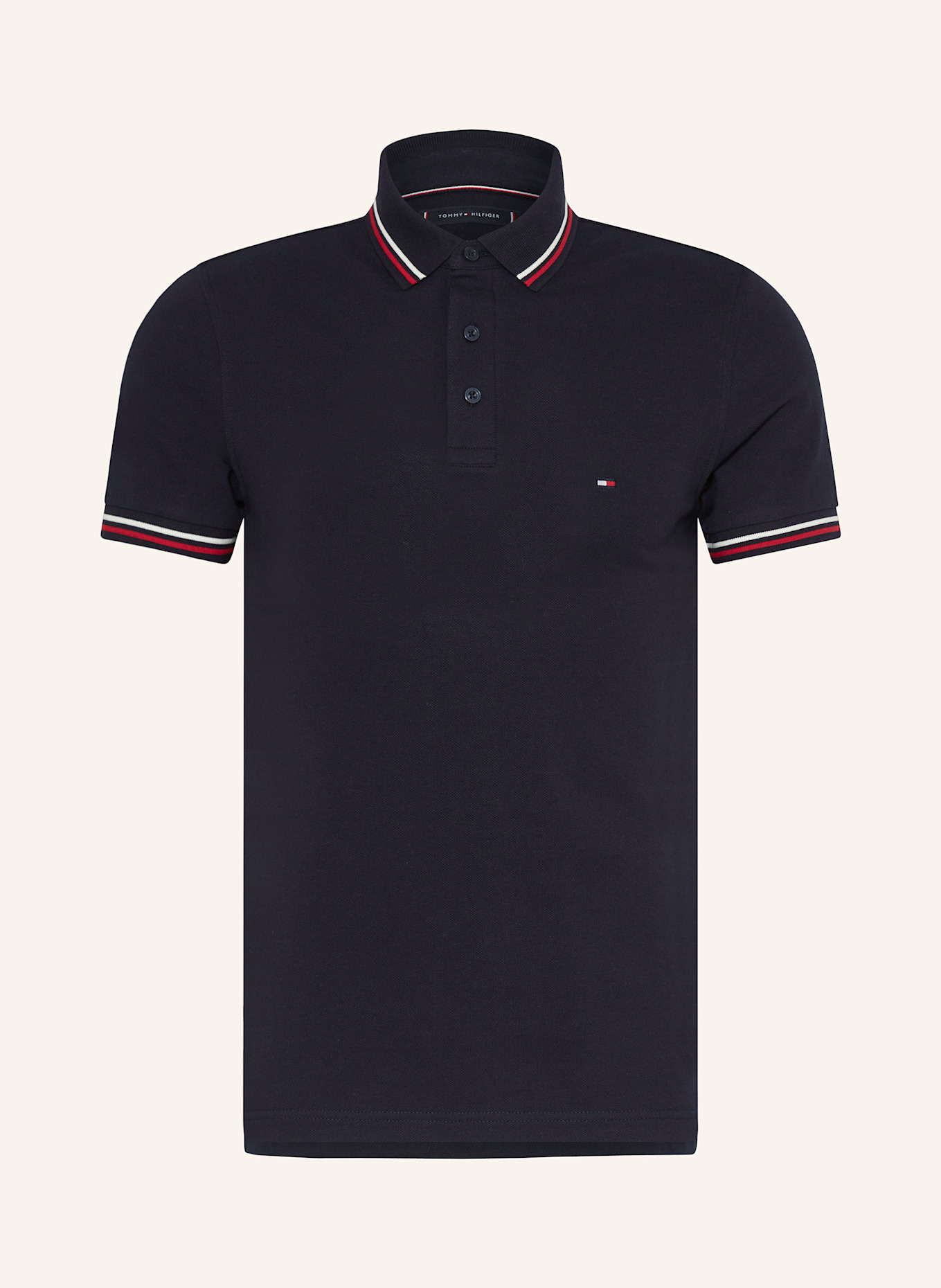 

Рубашка-Поло из пике, облегающая, с кантом Tommy Hilfiger, синий
