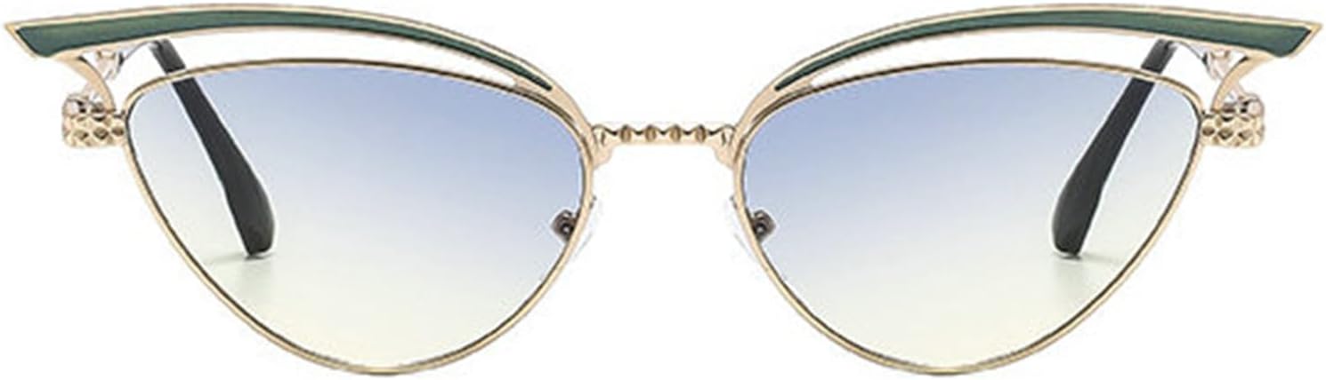 

Винтажные солнцезащитные очки «кошачий глаз» с ажурной оправой, черные с коричневыми линзами, модные женские солнцезащитные очки в металлической оправе, трендовые очки для вечеринок willochra, Green