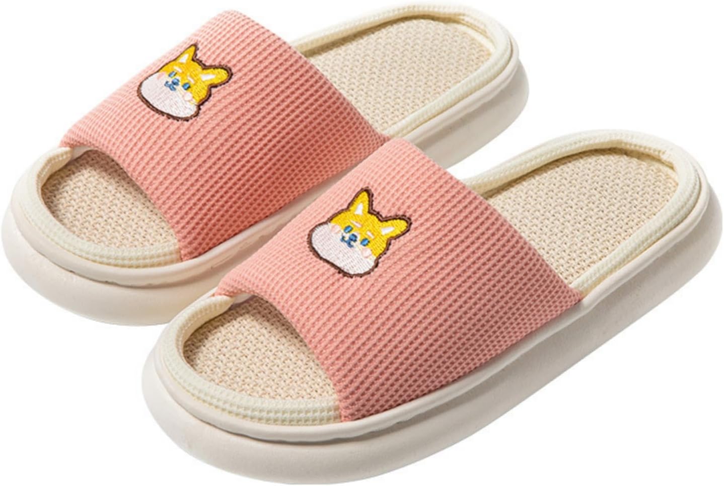 

Милые тапочки Корги для женщин и мужчин, пап, плюшевые, пушистые, забавные, кавай, мягкие для дома и улицы, с нескользящей подошвой, для спальни Elirar, розовый