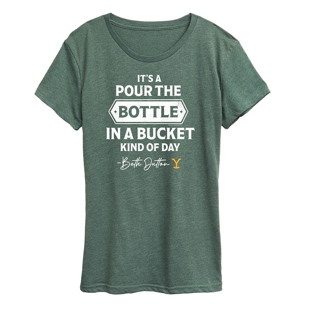 

Женская футболка Yellowstone Bottle In Bucket Day с графическим рисунком Licensed Character, цвет Heather Juniper